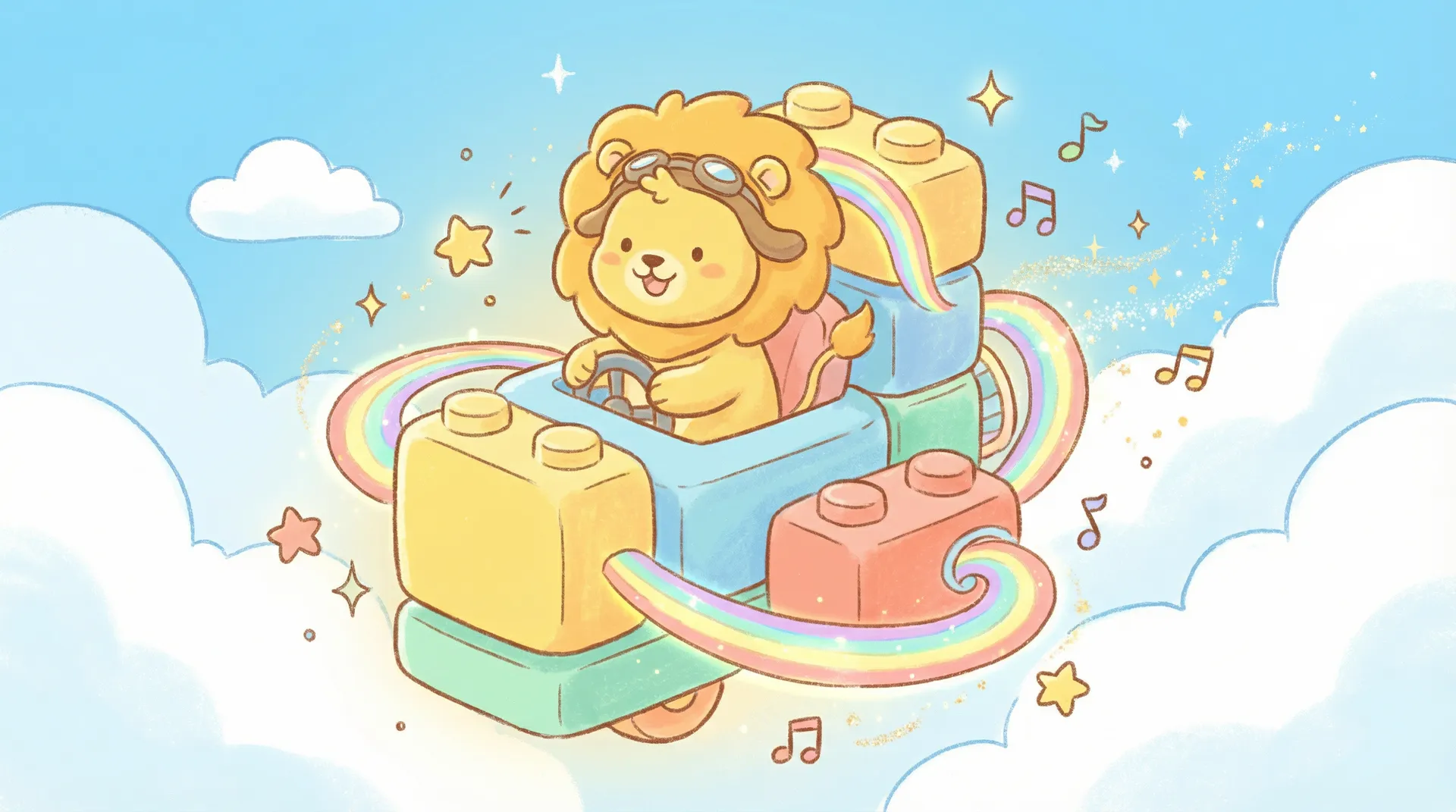 亲子时光机 - 里番 欢迎页，小狮子驾驶时光机穿越云朵